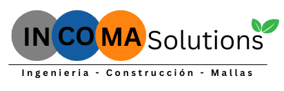 Logo Incoma Solutions con eslogan 'Ingeniería – Construcción – Mallas'